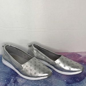 Cole Haan Studio Zero Grand Silver Metallic Slip-on Comfort Business Sneakers